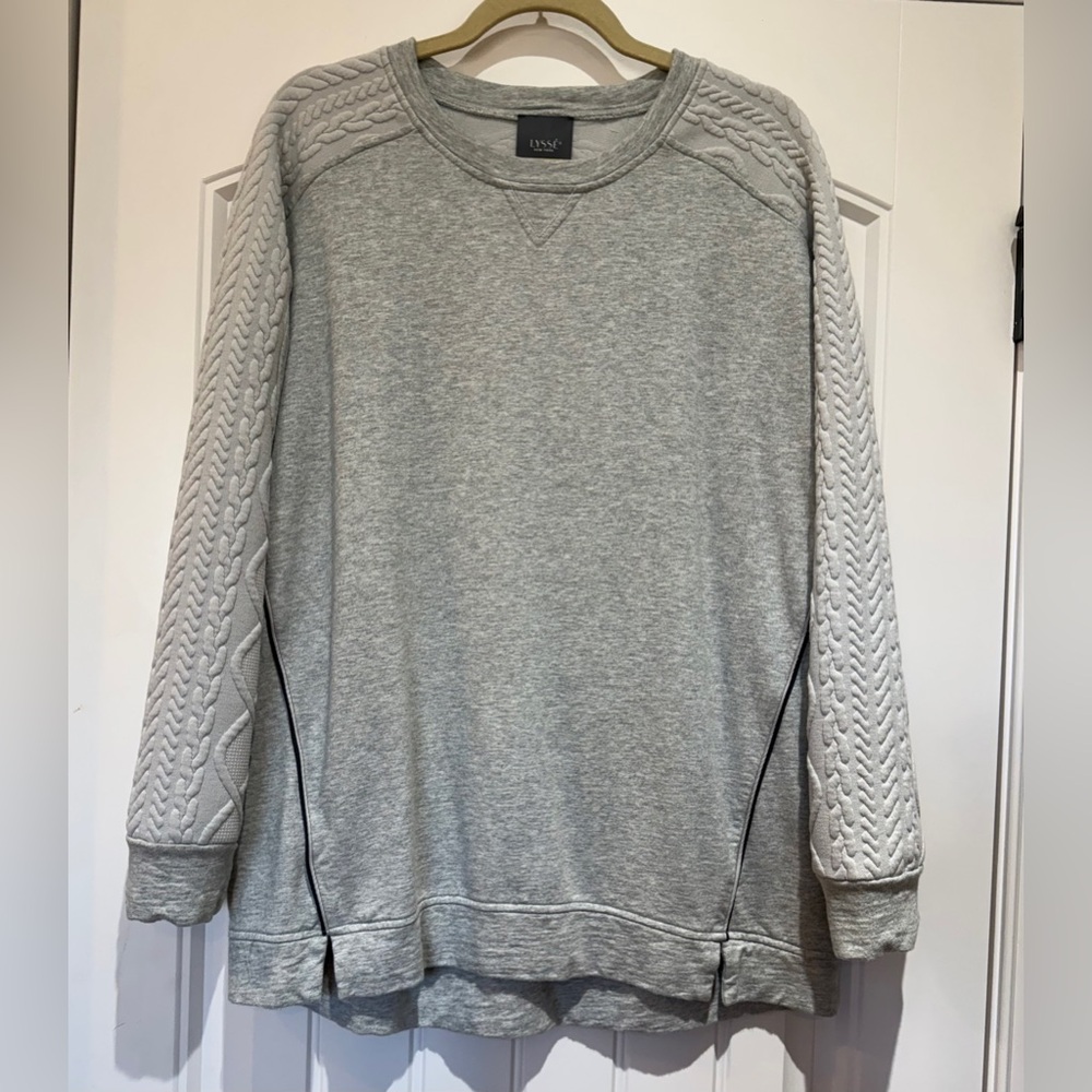Lysse Light Gray Oversized Quilted Pullover Sweatshirt